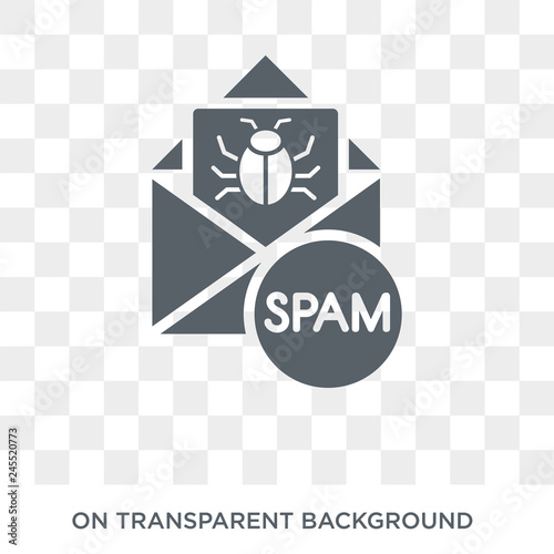 Spam icon. Trendy flat vector Spam icon on transparent background from Internet Security and Networking collection. High quality filled Spam symbol use for web and mobile