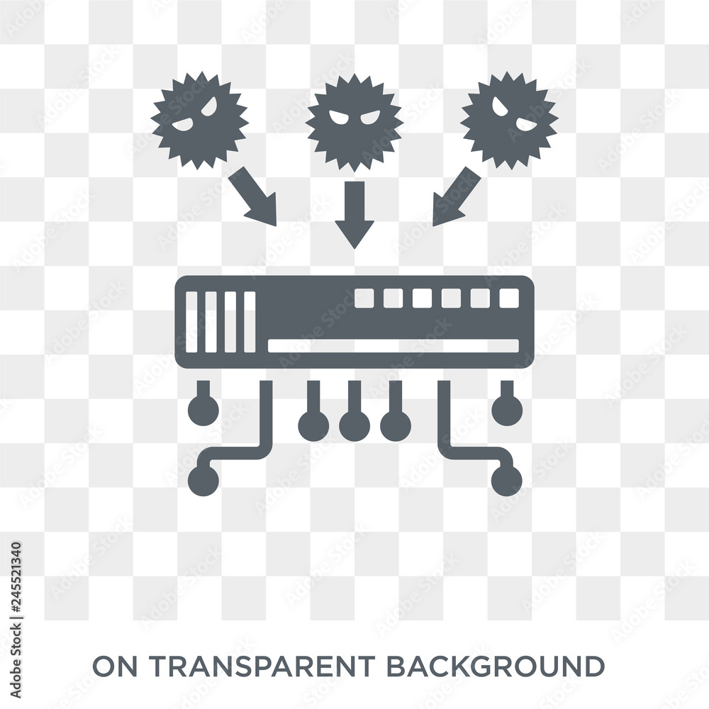 Naklejka premium internet Attack icon. Trendy flat vector internet Attack icon on transparent background from Internet Security and Networking collection. High quality filled internet Attack symbol use for web and