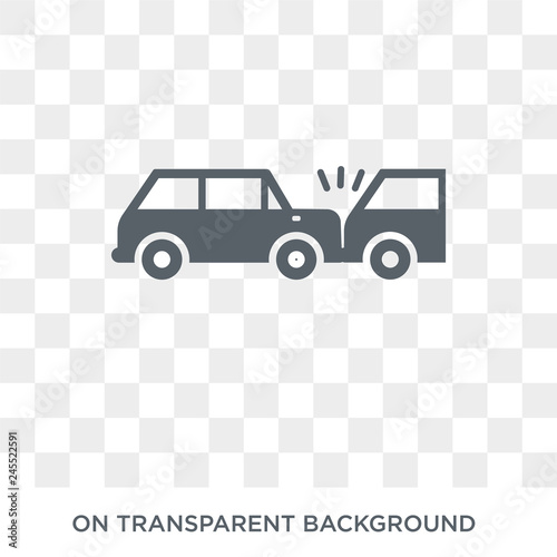 Rear end collision icon. Trendy flat vector Rear end collision icon on transparent background from Insurance collection. High quality filled Rear end collision symbol use for web and mobile