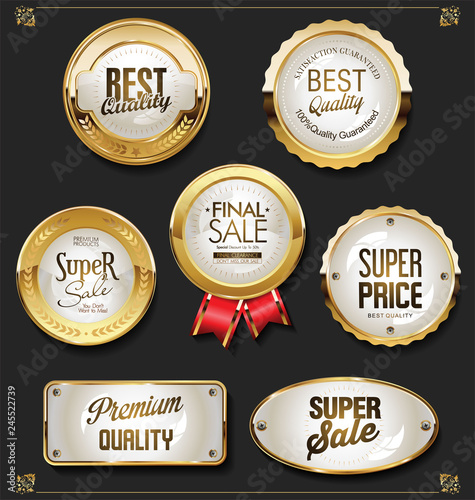 Golden sale labels retro vintage design collection