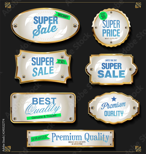 Golden sale labels retro vintage design collection