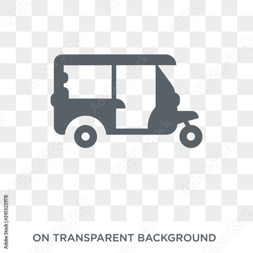 Tuk tuk icon. Trendy flat vector Tuk tuk icon on transparent background from india collection. High quality filled Tuk tuk symbol use for web and mobile