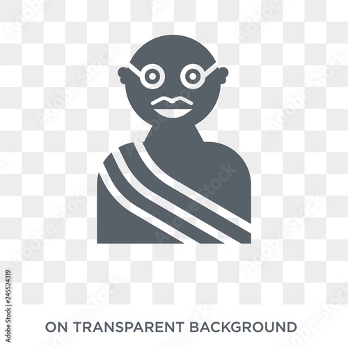 mahatma gandhi icon. Trendy flat vector mahatma gandhi icon on transparent background from india collection. High quality filled mahatma gandhi symbol use for web and mobile photo