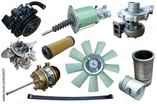 Fotografi Auto spare parts car on the white background