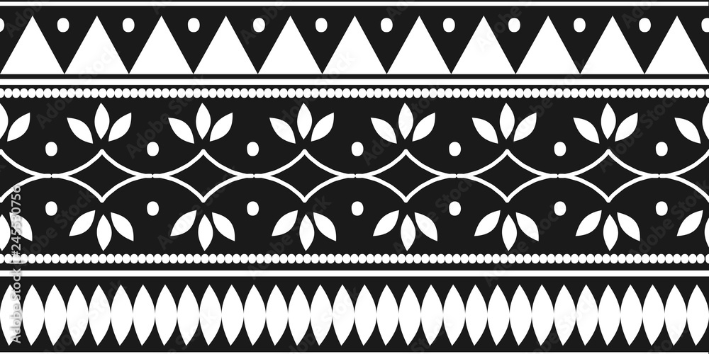 Tribal ethnic seamless pattern with black and white colors. Background ...