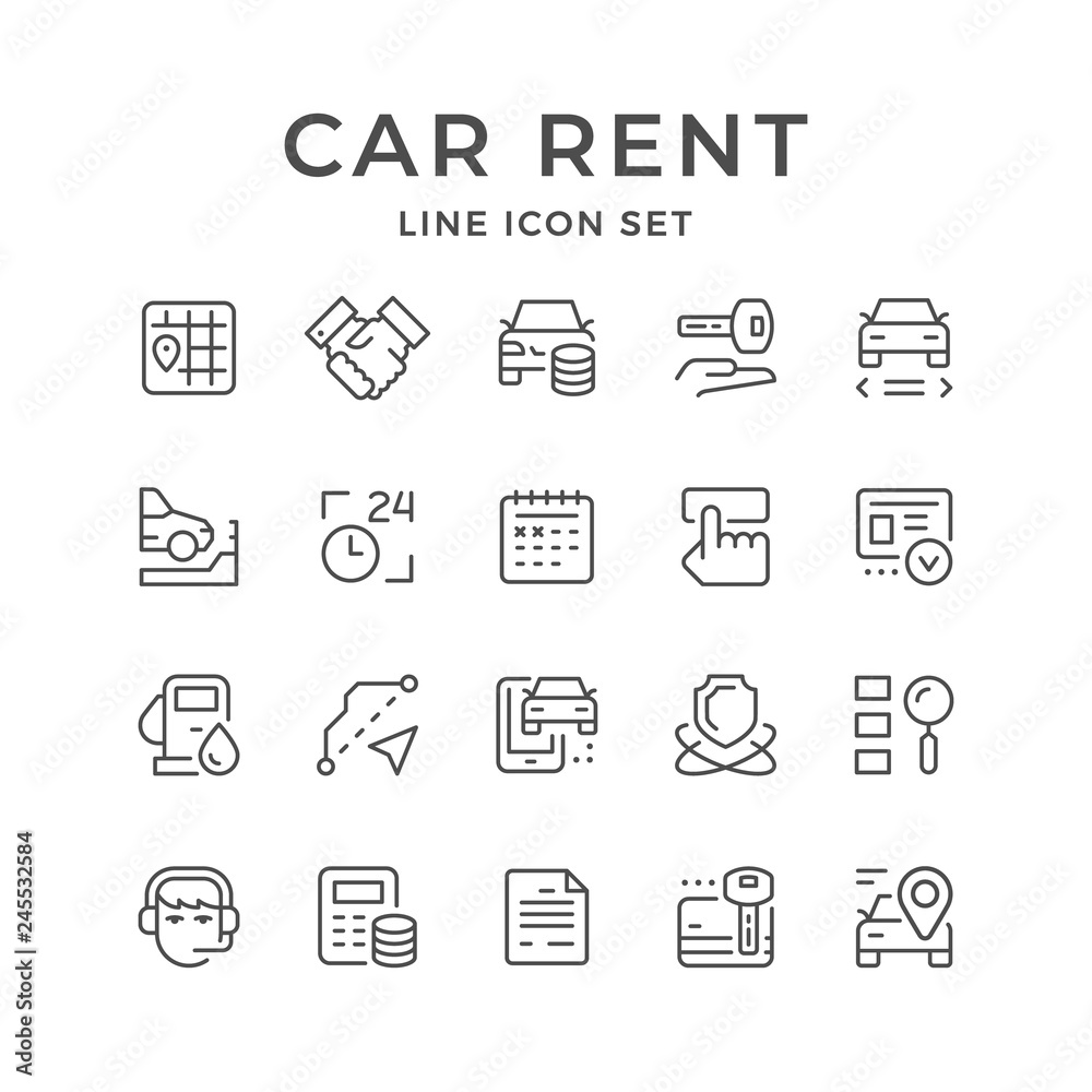 Set line icons of car rent Set line icons of car rent