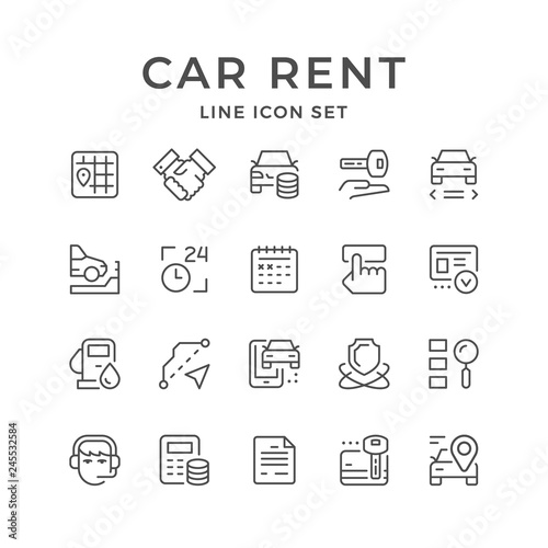 Set line icons of car rent