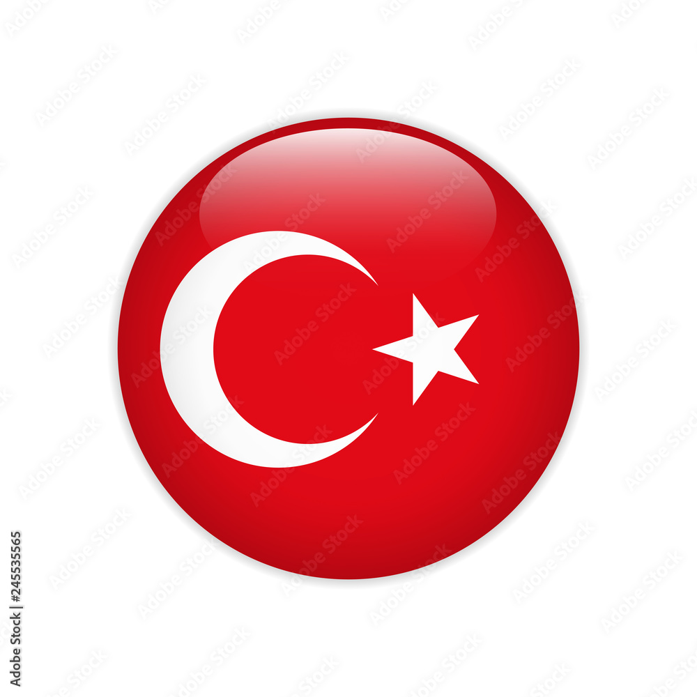 Turkey flag on button Turkey flag on button