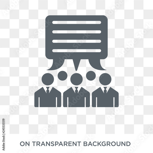 group opinion icon. Trendy flat vector group opinion icon on transparent background from general collection. High quality filled group opinion symbol use for web and mobile