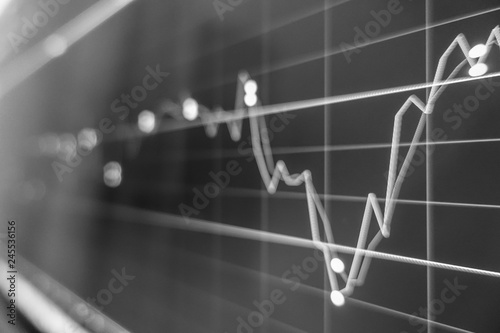 Canvas Print Stock exchange market in black and white on LED screen