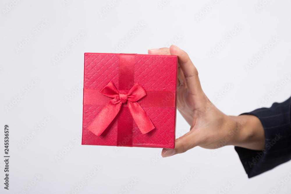 Red gift box from business woman Red gift box from business woman