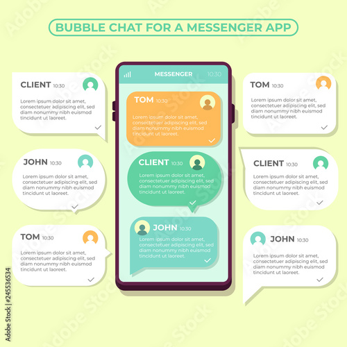 Messenger app for mobile app design. Whatsapp messenger logo icon, symbol, ui. Messenger app in flat style on white background.
