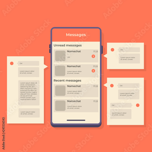 Messenger app for mobile app design. Whatsapp messenger logo icon, symbol, ui. Messenger app in flat style on white background.