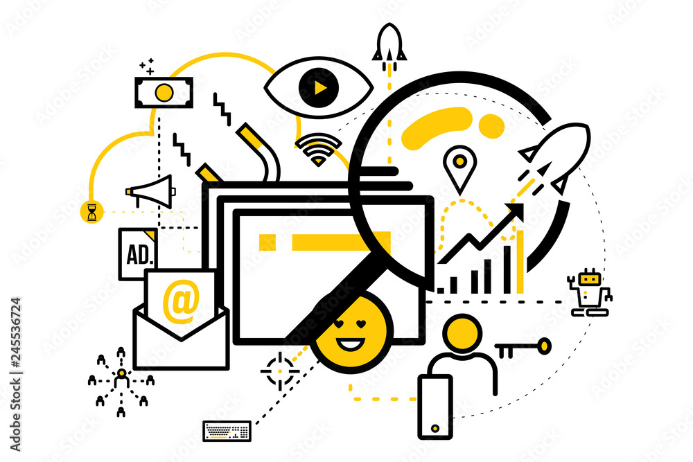 Vector banner design of digital marketing concept. Vector banner design of digital marketing concept.