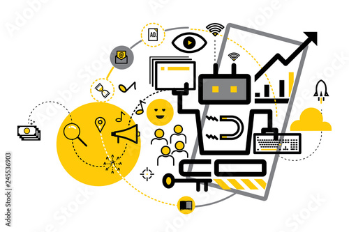 Vector banner design of digital marketing concept.