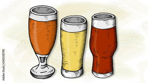 Vector Illustration of Beer Bottles Collection Sketch Style