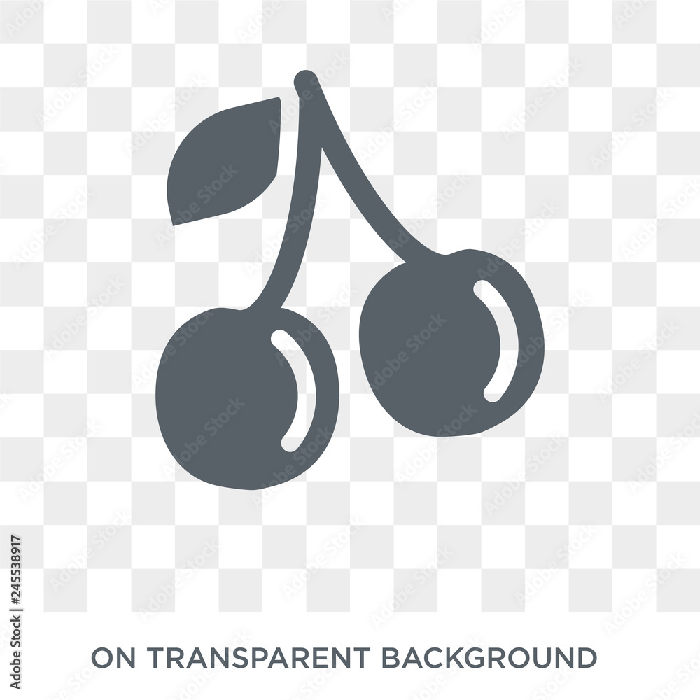 Cherries icon. Cherries design concept from Fruit and vegetables collection. Simple element vector illustration on transparent background. Cherries icon. Cherries design concept from Fruit and vegetables collection. Simple element vector illustration on transparent background.