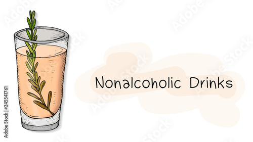 Vector Illustration of nonalcoholic drinks with cocktail glass sketch style