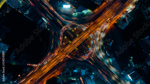 Expressway top view, Road traffic an important infrastructure in Thailand