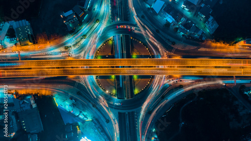 Expressway top view, Road traffic an important infrastructure in Thailand