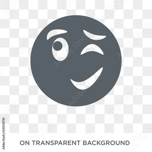 Wink emoji icon. Wink emoji design concept from Emoji collection. Simple element vector illustration on transparent background.