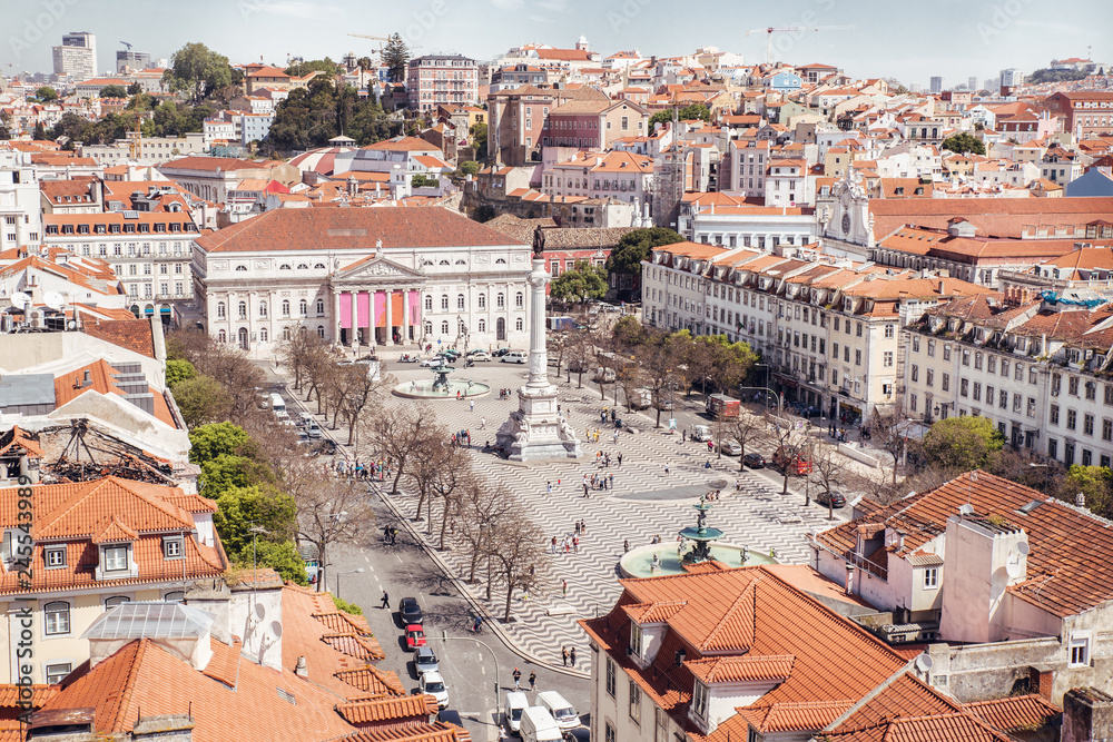 Lisbon, Portugal skyline view over Square