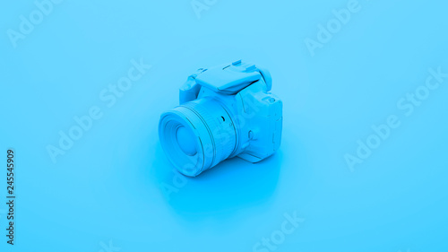 Blue DSLR Camera. 3D illustration