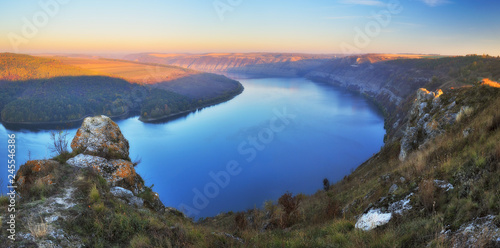 autumn morning. Dawn in the national park "Podolskie Tovtry". canyon of the picturesque river © sergnester