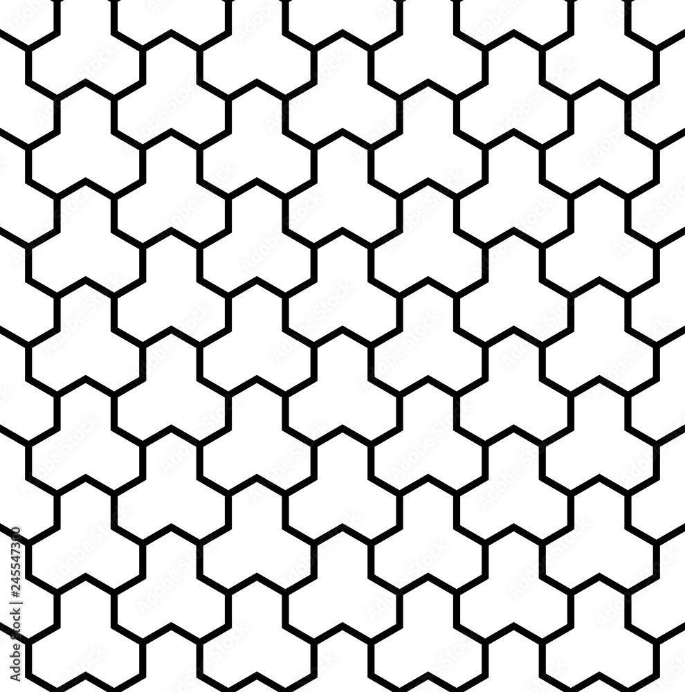 Seamless Geometric Pattern Based On Japanese Ornament Kumiko.Black And White. Seamless Geometric Pattern Based On Japanese Ornament Kumiko.Black And White.