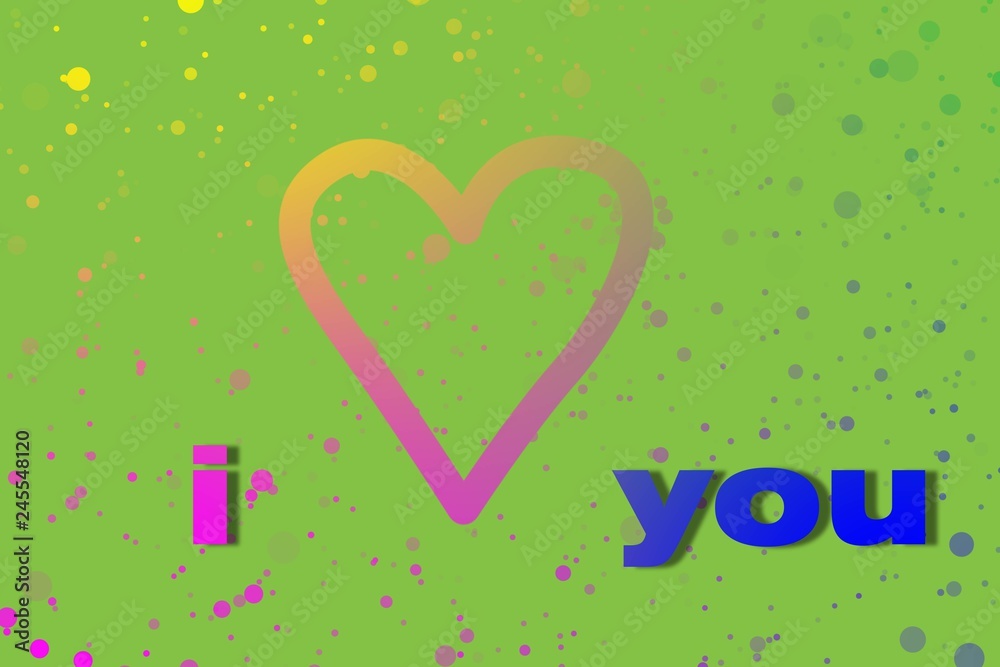 Bright sign heart on flicker green color gradient. Happy Valentine's Day. greeting card, banner, signboard
