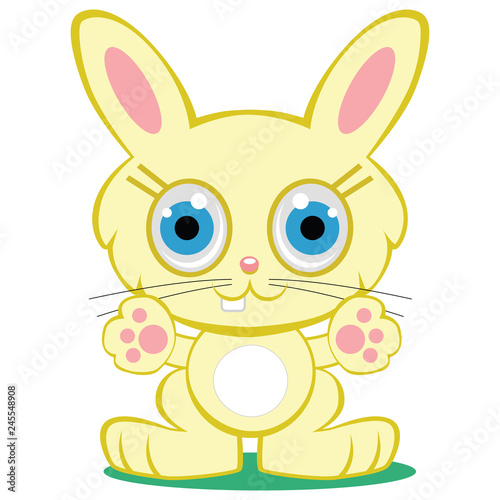 Adorable yellow baby bunny rabbit cartoon