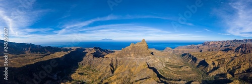 Aerial Panoramic view of Rebeirao Manuel in Santiago island in Cape Verde - Cabo Verde