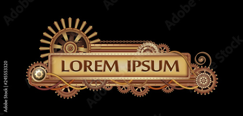Mechanical fantastic Steampunk banner.