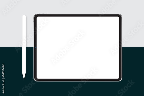 tablet and pencil mockup vector
