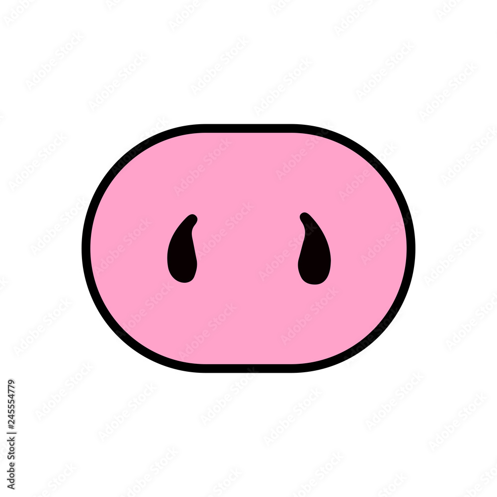 Fototapeta premium Vector. Pig's pink snout. Simple symbol of the year on a white background