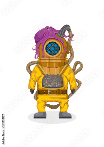 A man in diving equipment vector