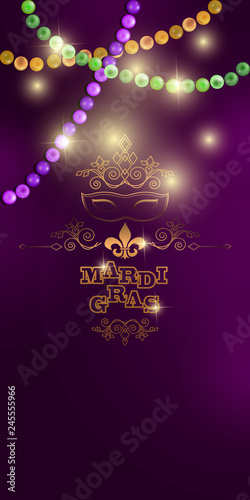 Mardi Gras carnival invitation template with Mardi Gras caption