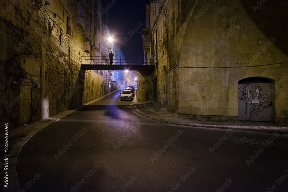 Night walks in the dark along the old streets of Valletta. Maltese style.