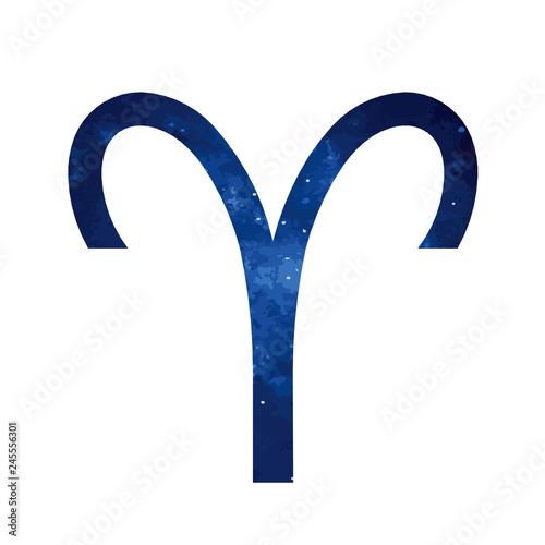 Vector. Cosmic simple zodiac sign Aries on a white background. Detailed stylish icon for cards. Modern style drawing