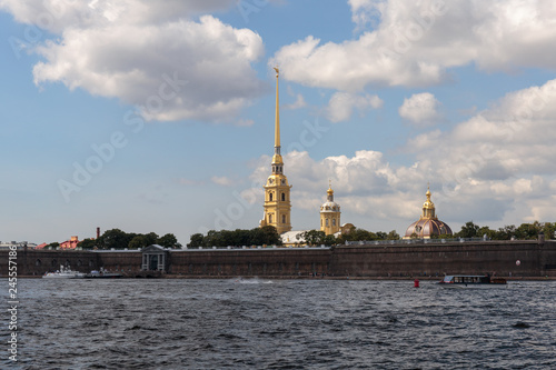 A view of the Peter and Paul Fortress and Neva river in a summer day. © Dmitrii