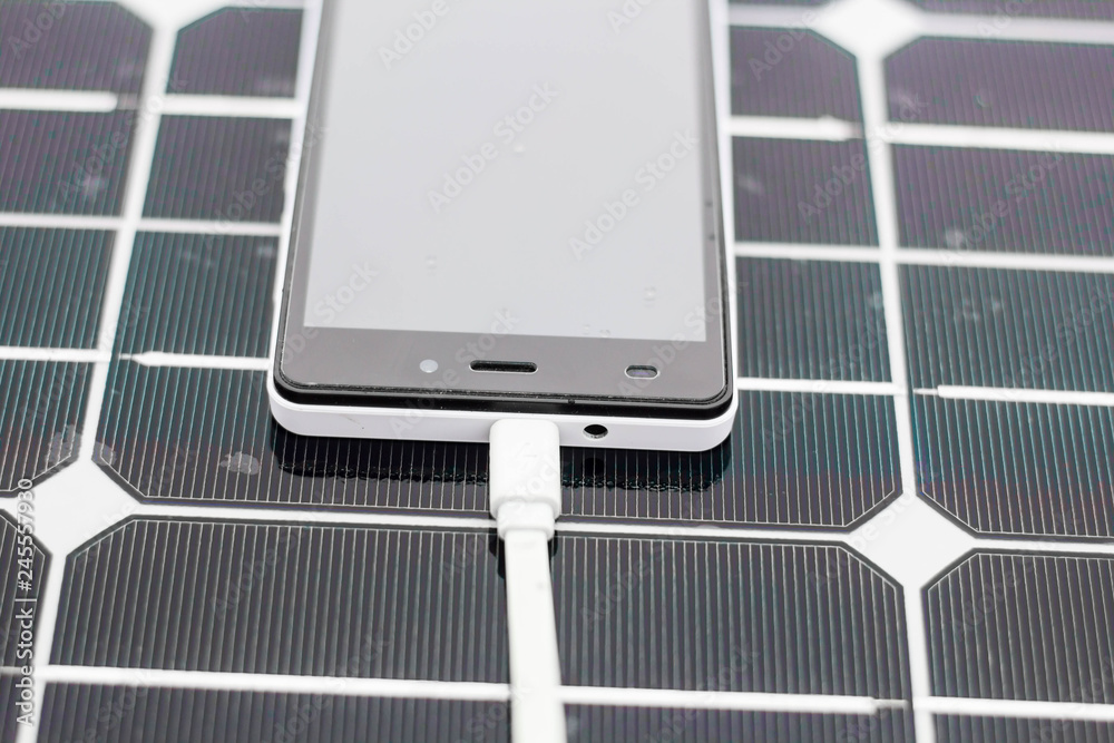 Solar Mobile Phone Chargers with mobile close-up