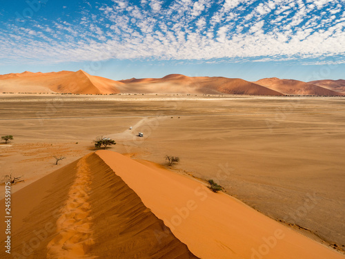 Dune 45 in the salt pan area of the Namib Desert in Namibia