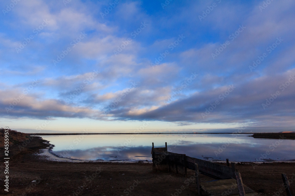 Reflection of a Blue Sunrise in the Water at Alviso Marina County Park Reflection of a Blue Sunrise in the Water at Alviso Marina County Park