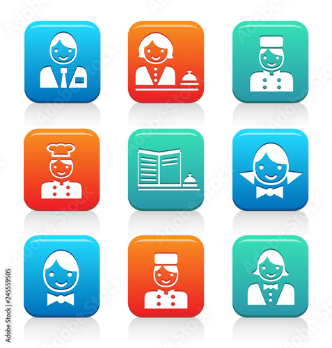 Set of colored hotel icons