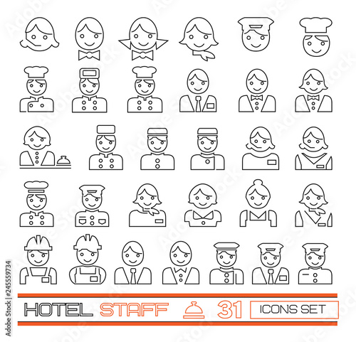 Linear icons of hotel's staff