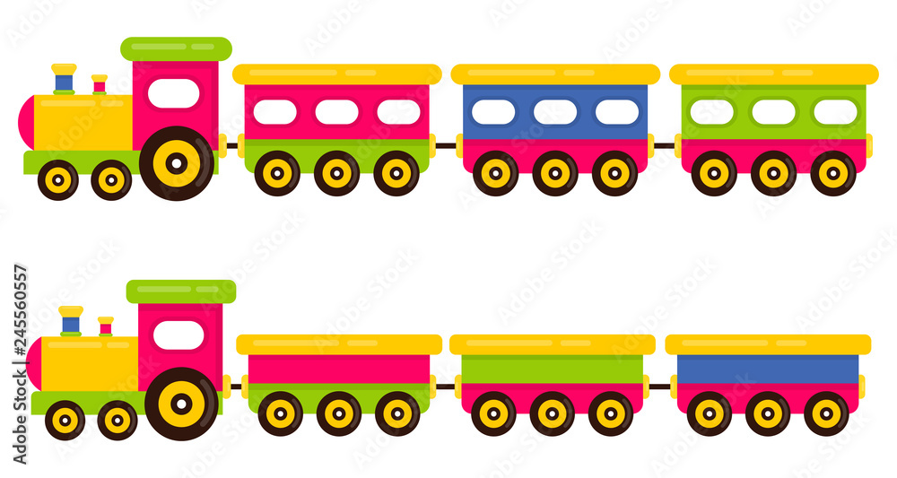 cartoon cute train and railway wagons set cartoon cute train and railway wagons set