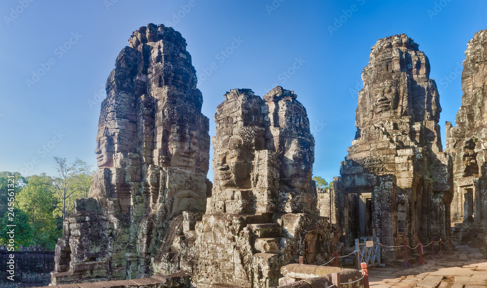 Buddha faces in Bayon temple in Angkor Thom. Siem Reap. Cambodia