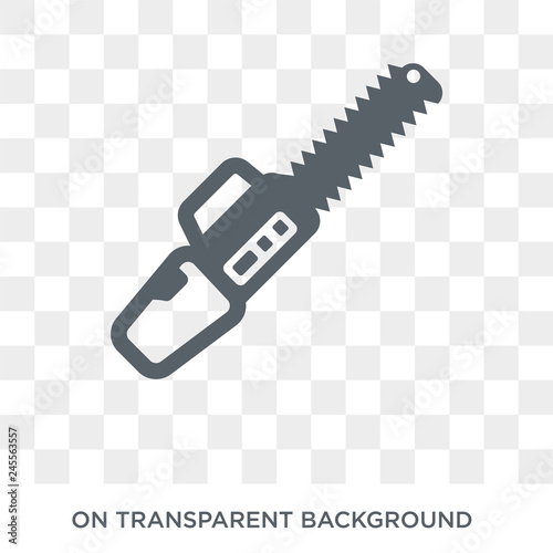 Chainsaw icon. Trendy flat vector Chainsaw icon on transparent background from Construction collection. High quality filled Chainsaw symbol use for web and mobile
