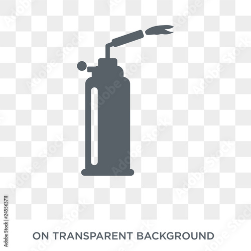 blowtorch icon. Trendy flat vector blowtorch icon on transparent background from Construction collection. High quality filled blowtorch symbol use for web and mobile