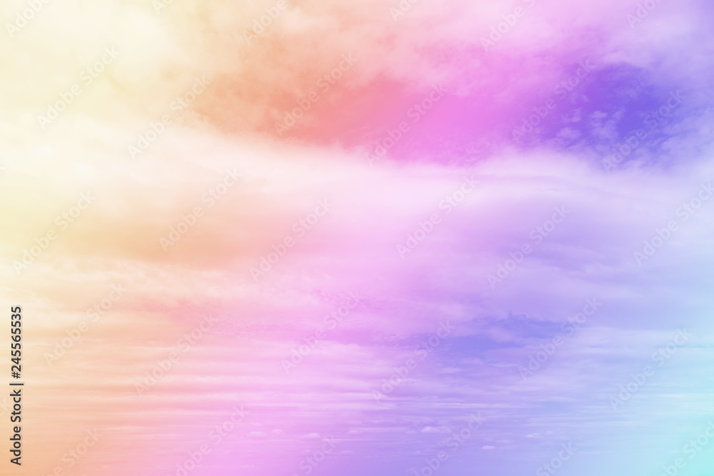 Clouds sky with gradient pastel color use for abstract background.
